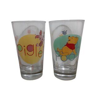 Anchor Hocking Winnie the Pooh & Piglet Glasses 16oz Vintage Disney
